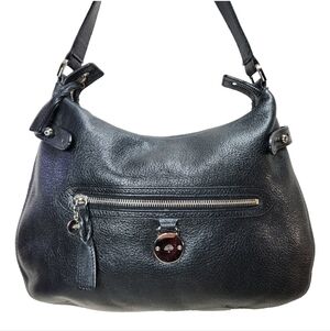MULBERRY Shoulder Bag COA Soft Black Pebbled Leather Silver Hardware